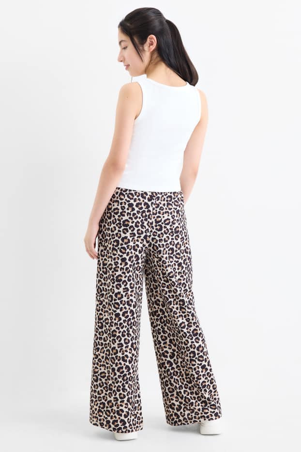 Kinderen: meisjes - NYC - set - top en jersey broek - 2-delig - met patroon - wit / zwart