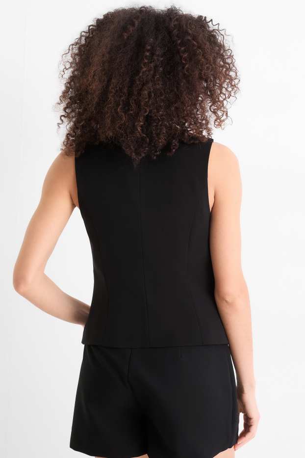 Women - Waistcoat - fitted - black