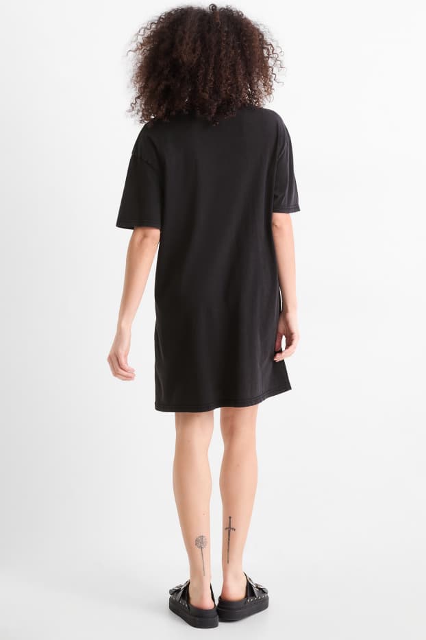 Dames - T-shirt-jurk - zwart