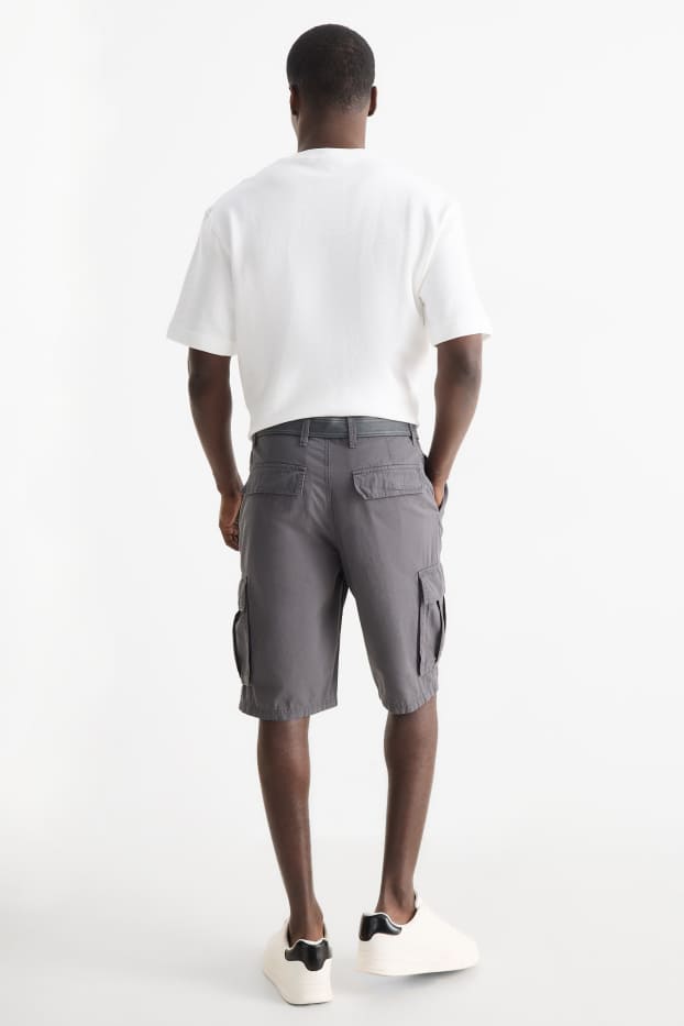 Herren - Cargo-Shorts mit Gürtel - grau