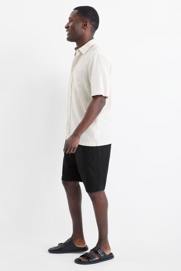 Men - Shorts - linen blend - black