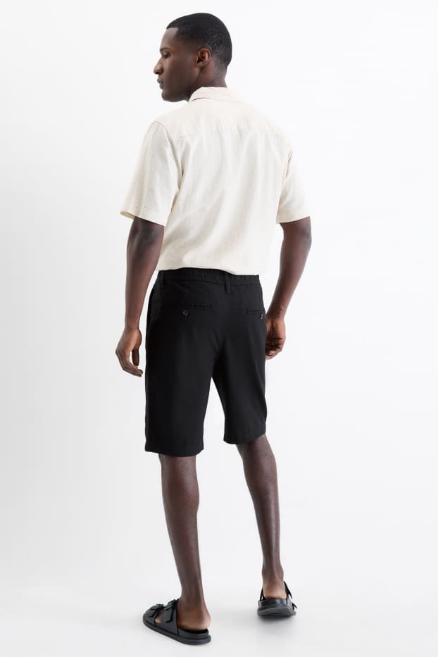 Men - Shorts - linen blend - black