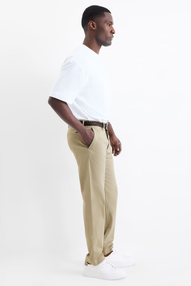 Hombre - Chinos con cinturón - beis