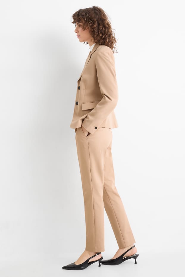 Women - Cloth trousers - mid-rise waist - slim fit - beige