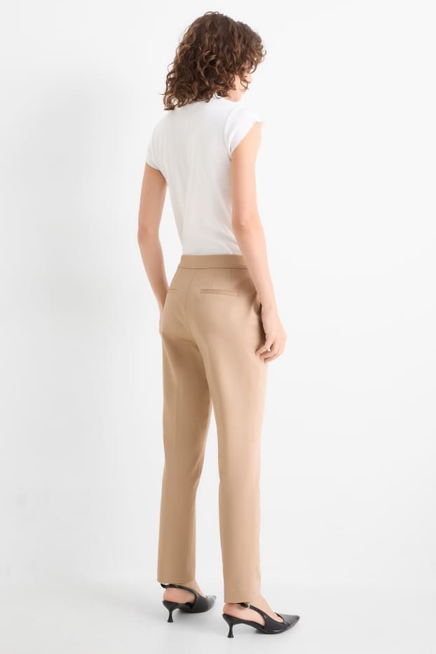 Women - Cloth trousers - mid-rise waist - slim fit - beige