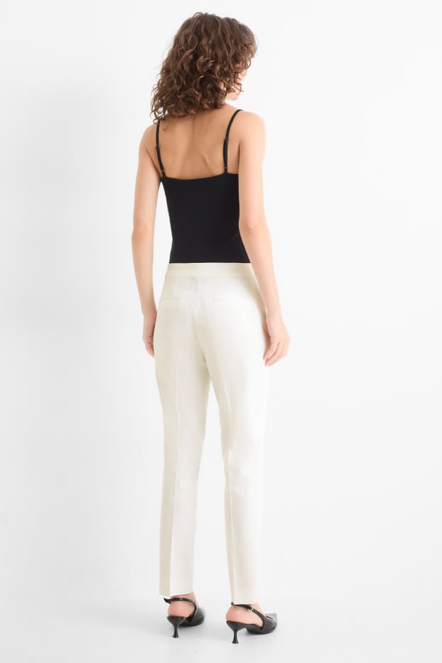 Damen - Stoffhose - Mid Waist - Slim Fit - weiss