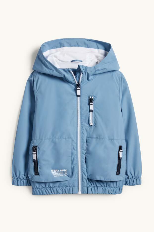 Kinder Buben - Jacke mit Kapuze - wasserabweisend - blau
