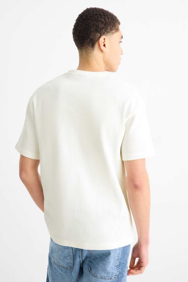 Hommes - T-shirt de maille - relaxed fit - côtelé - blanc