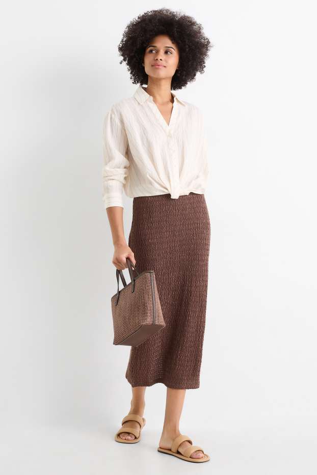 Damen - Rock - strukturiert - braun