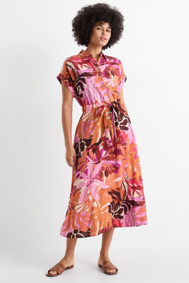 Femei - Rochie tip bluză din viscoză - straight fit - cu model - multicolor