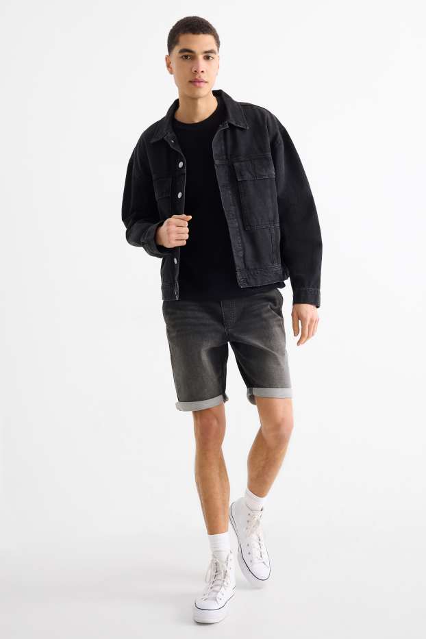 Bărbați - Pantaloni scurți de blugi - jog denim - LYCRA® - negru