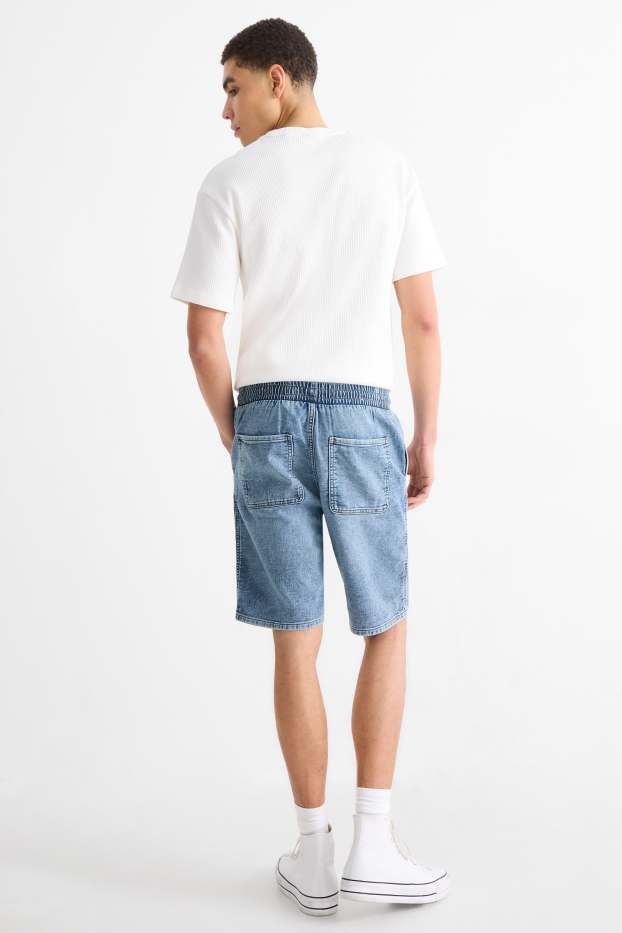 Pánské - Džínové šortky - jog denim - LYCRA® - modrá