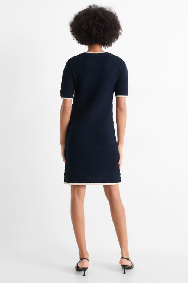 Damen - Strickkleid - strukturiert - dunkelblau