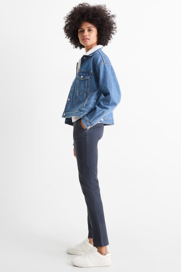 Donna - Pantaloni di stoffa - vita media - tapered fit - effetto jeans - blu scuro