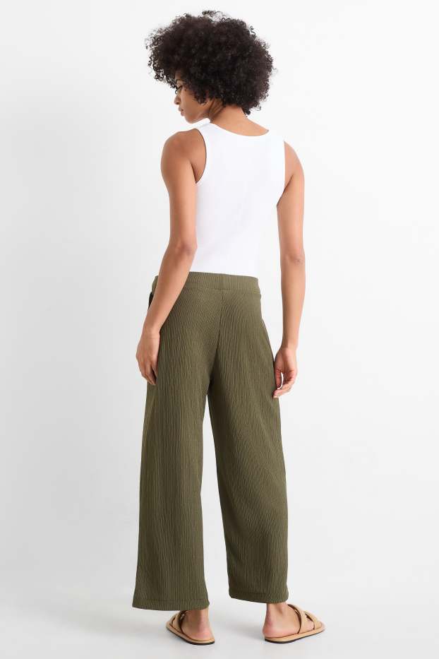 Damen - Stoffhose - Mid Waist - Wide Leg - grün