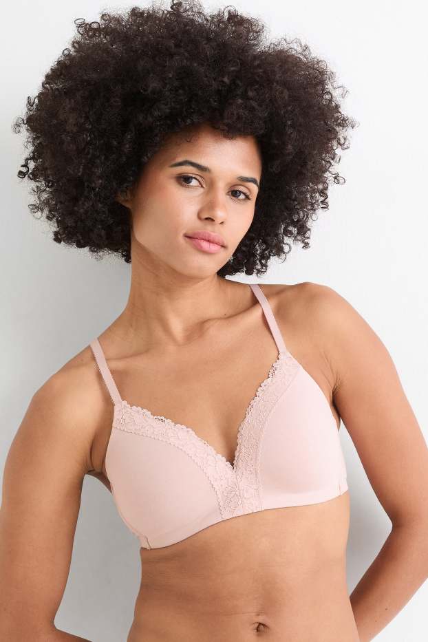 Dames - Set van 2 - BH zonder beugels - voorgevormd - wit / roze