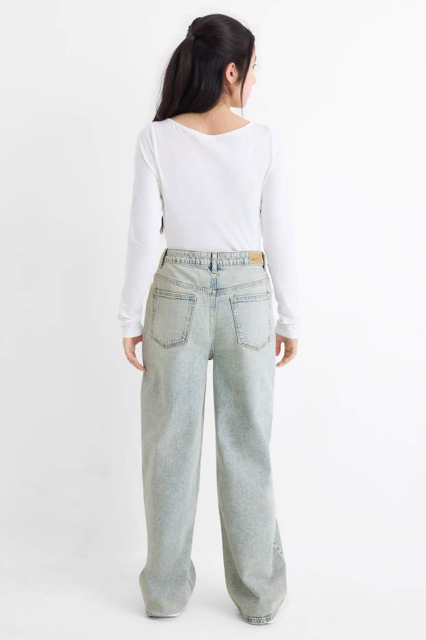 Děti - dívky - Hvězdy - wide leg jeans - džíny - světle modré