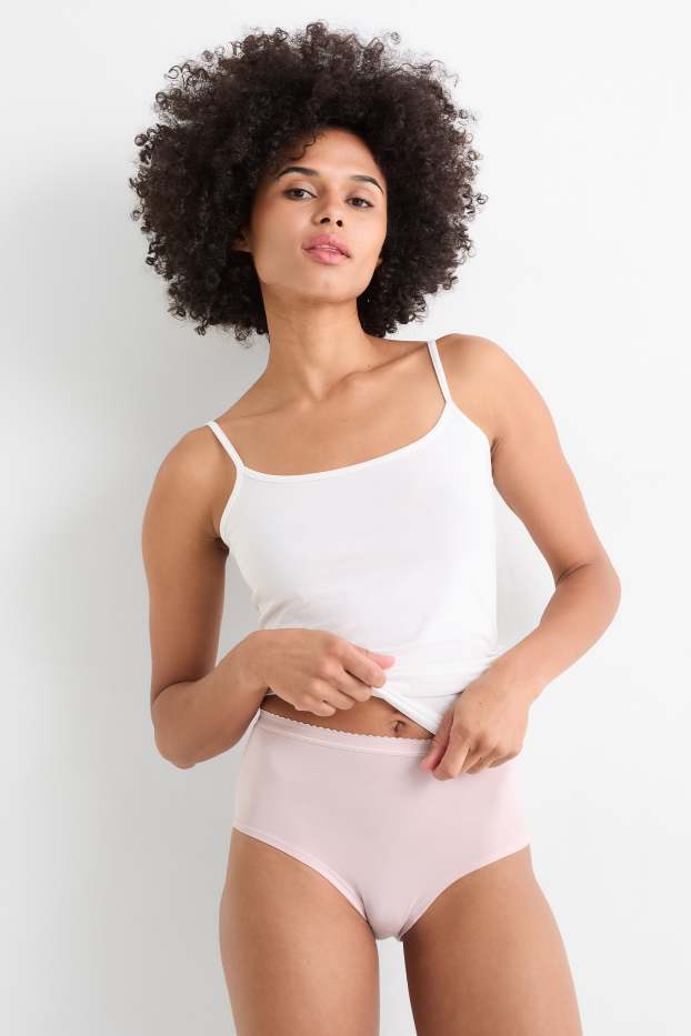 Donna - Confezione da 3 - slip - nero / rosa