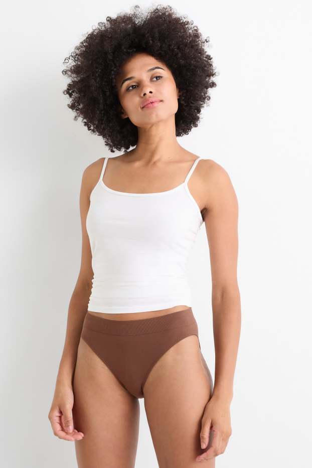 Dames - Set van 3 - slip - naadloos - donkerbruin