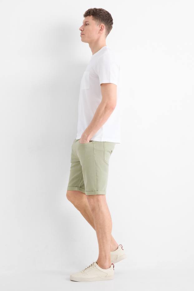 Uomo - Shorts di jeans - slim fit - verde chiaro