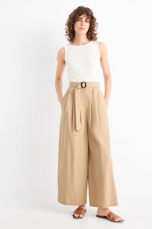 Donna - Tuta con cintura - bianco / beige