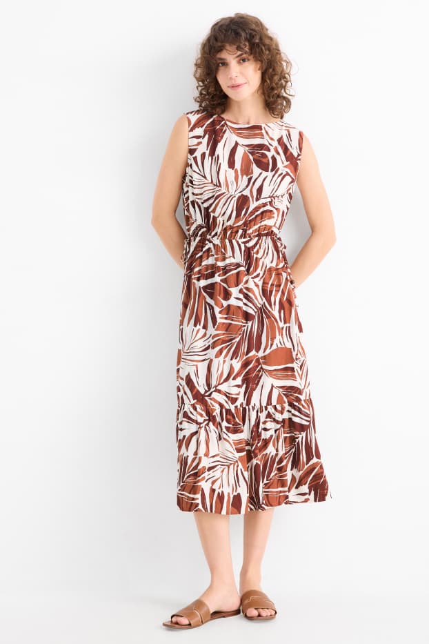 Dona - Vestit fit & flare - estampat - estructurat - marró / blanc trencat