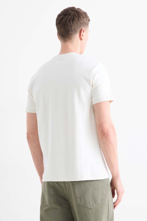Herren - T-Shirt - Regular Fit - strukturiert - cremeweiss