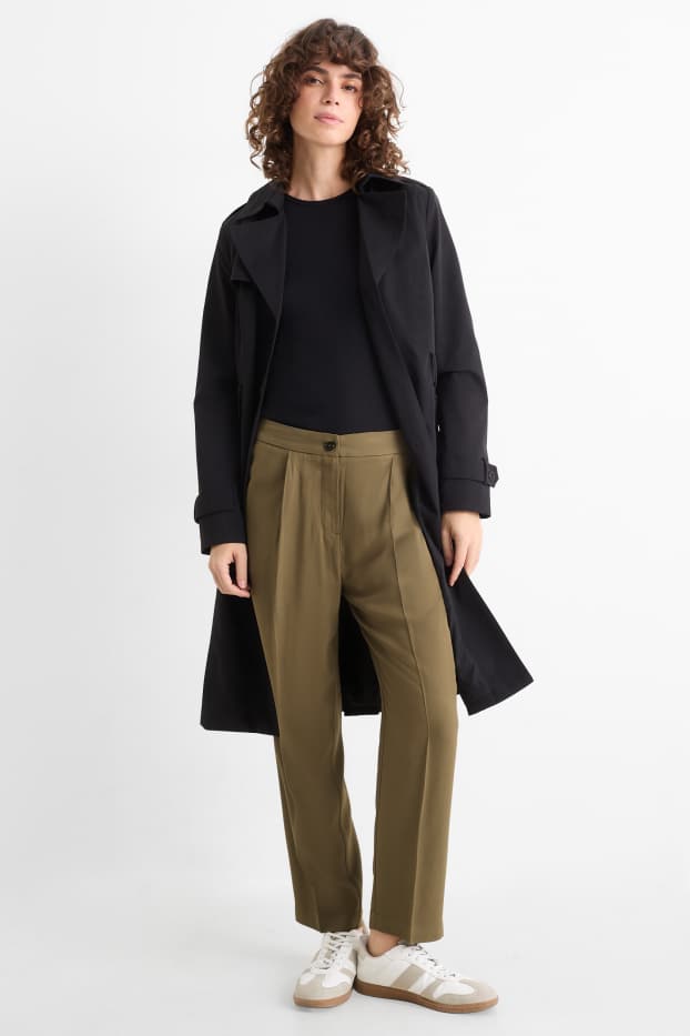 Dona - Pantalons de tela - high waist - tapered fit - caqui