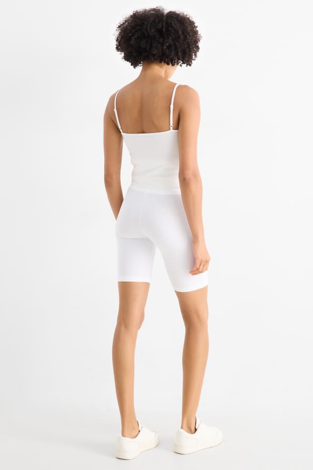 Dames - Set van 2 - bikershort - wit / zwart