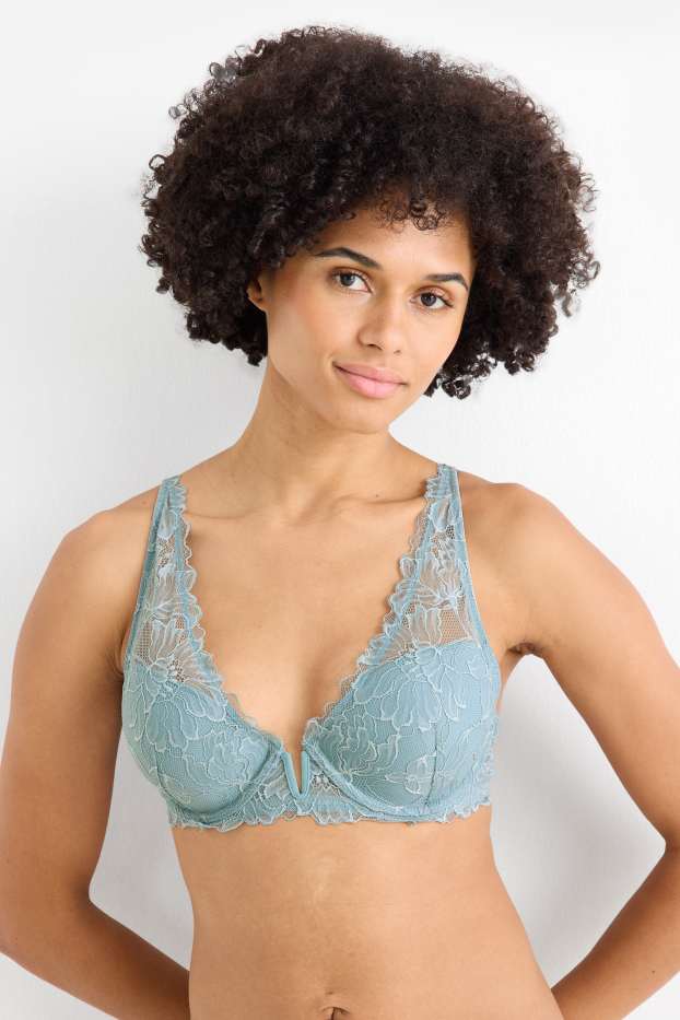 Dames - BH met beugels - PLUNGE - voorgevormd - donkerturquoise
