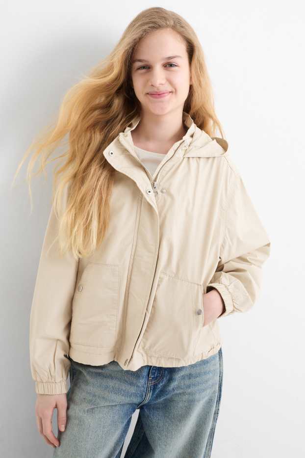 Enfants filles - Veste à capuche - beige clair