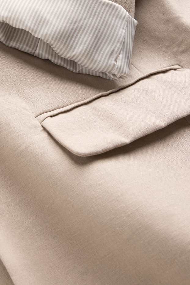 Mujer - Americana larga - regular fit - mezcla de lino - marrón claro