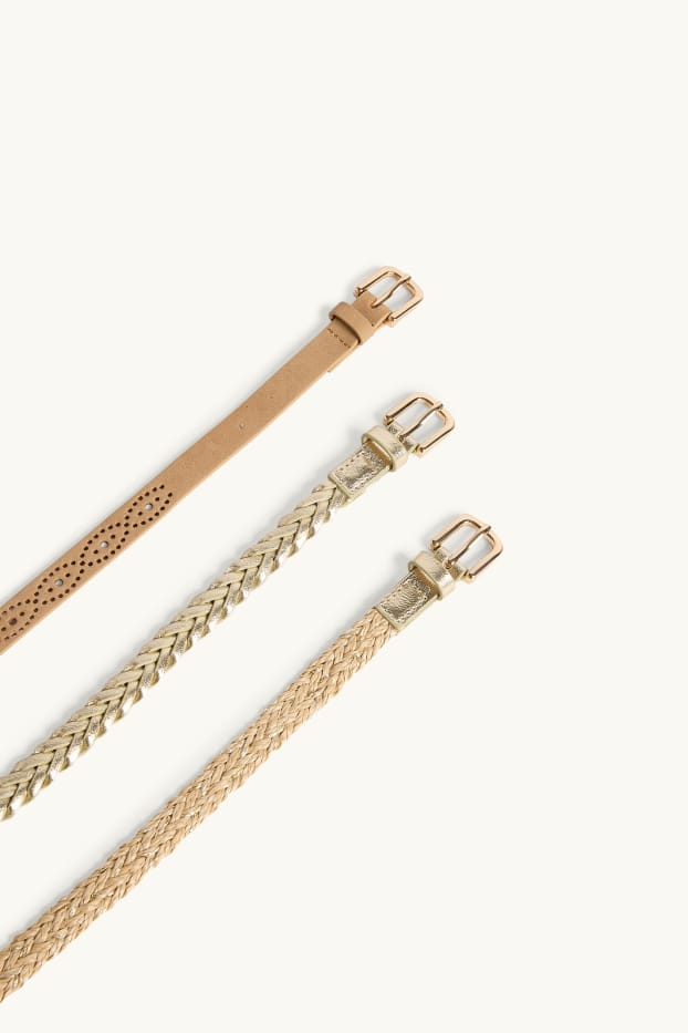 Donna - Confezione da 3 - cintura - similpelle - beige