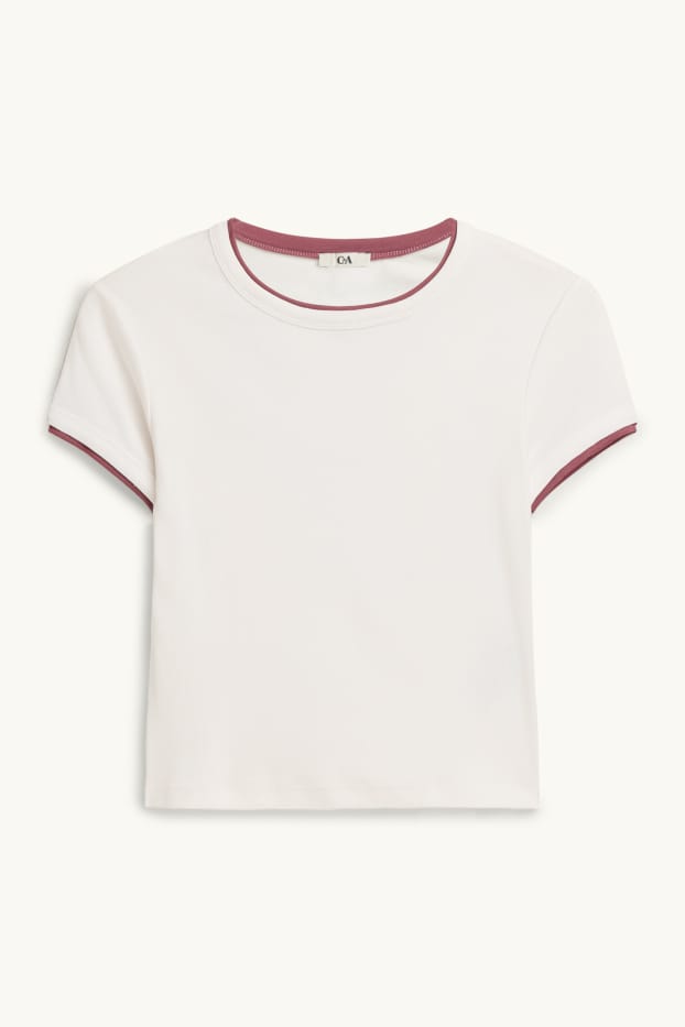 Damen - T-Shirt - Slim Fit - 2-in-1-Look - weiss