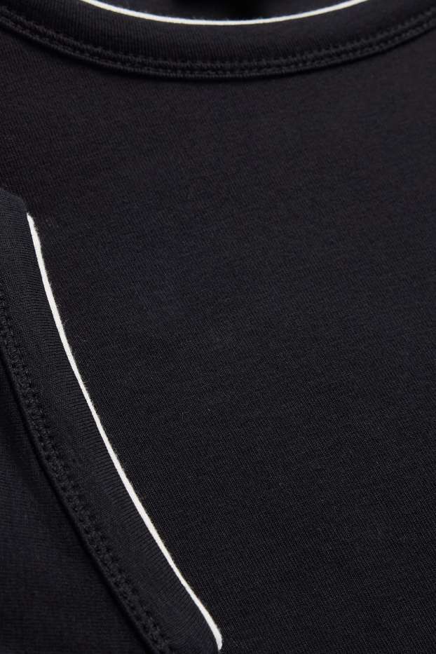 Damen - T-Shirt - Slim Fit - 2-in-1-Look - schwarz