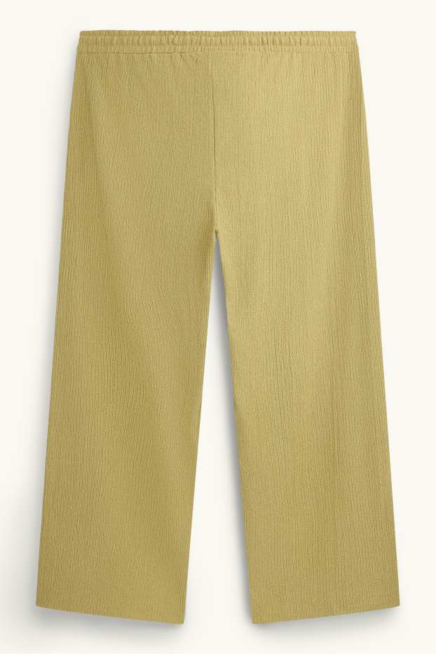 Femmes - Pantalon en jersey - mid waist - wide leg - finition texturée - vert clair