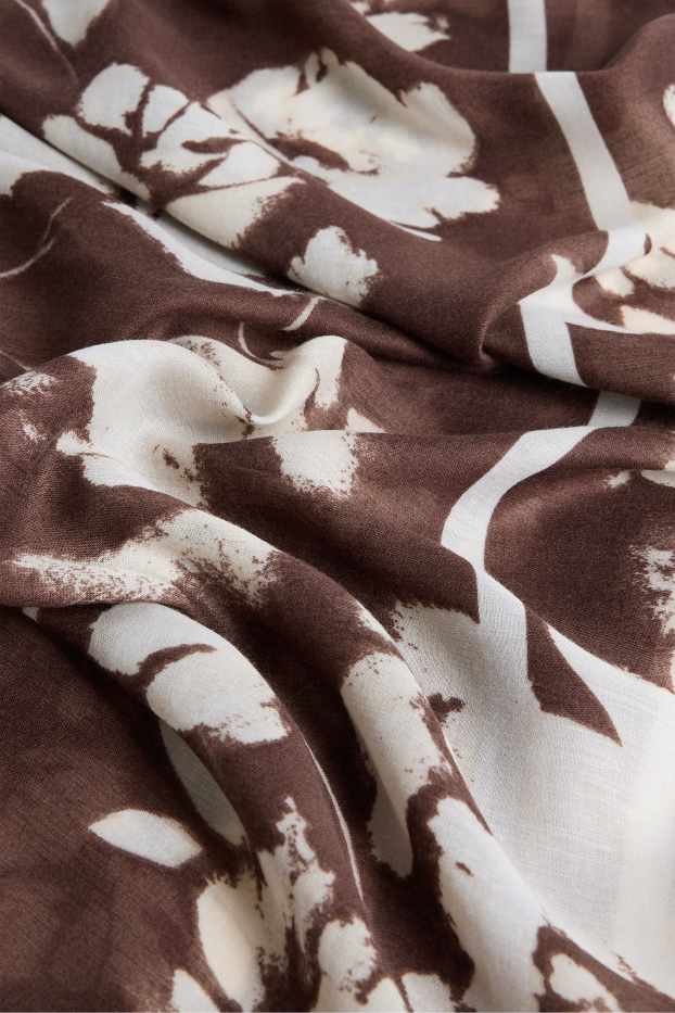 Damen - Schal - geblümt - braun