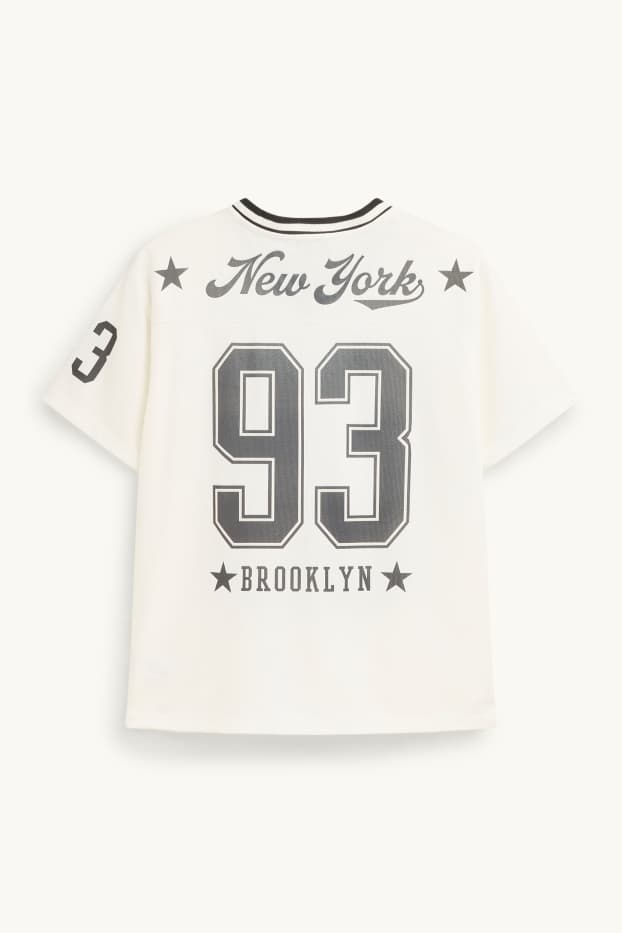 Kinder Mädchen - New York - Kurzarmshirt - strukturiert - weiss