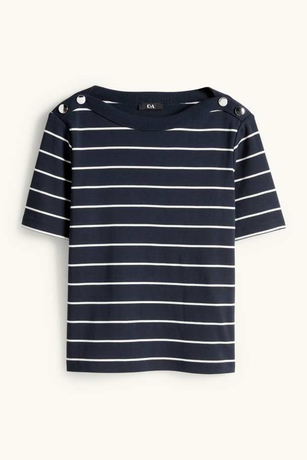 Donna - T-shirt - regular fit- a righe - blu scuro