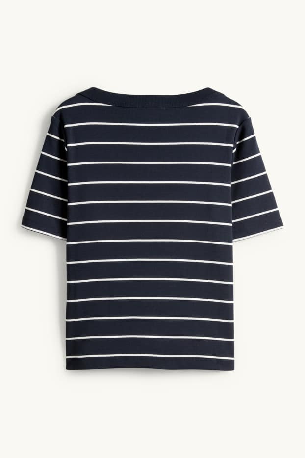 Donna - T-shirt - regular fit- a righe - blu scuro