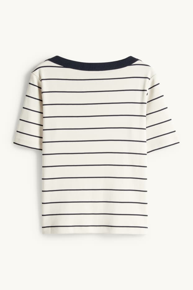 Femmes - T-shirt - regular fit - à rayures - crème