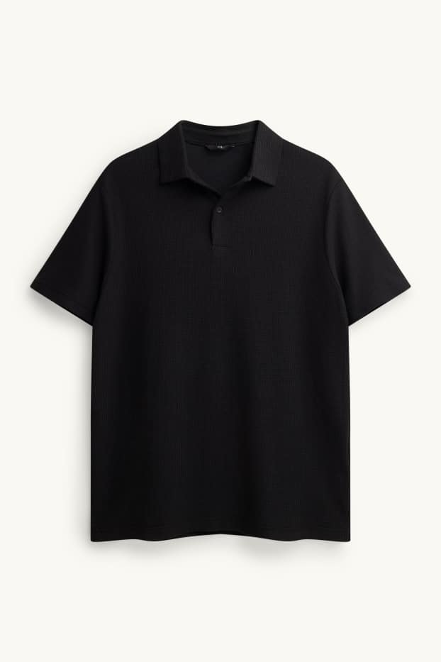 Bărbați - Tricou polo - regular fit - structurat - negru