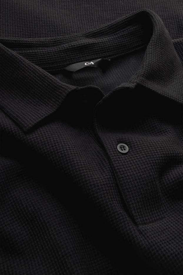 Bărbați - Tricou polo - regular fit - structurat - negru