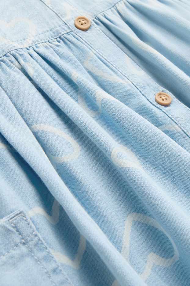 Kinder Mädchen - Herz - Jeanskleid - hellblau