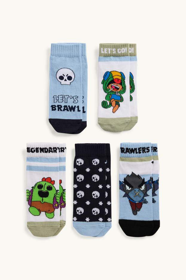 Kinder Jungen - Multipack 5er - Brawl Stars - Socken mit Motiv - weiss