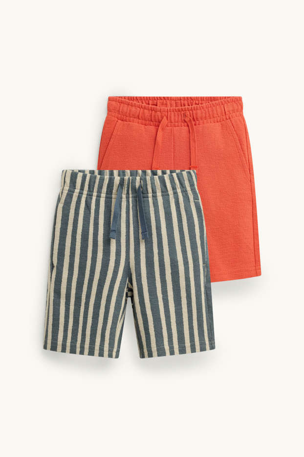 Enfants garçons - Lot de 2 - shorts - orange / bleu