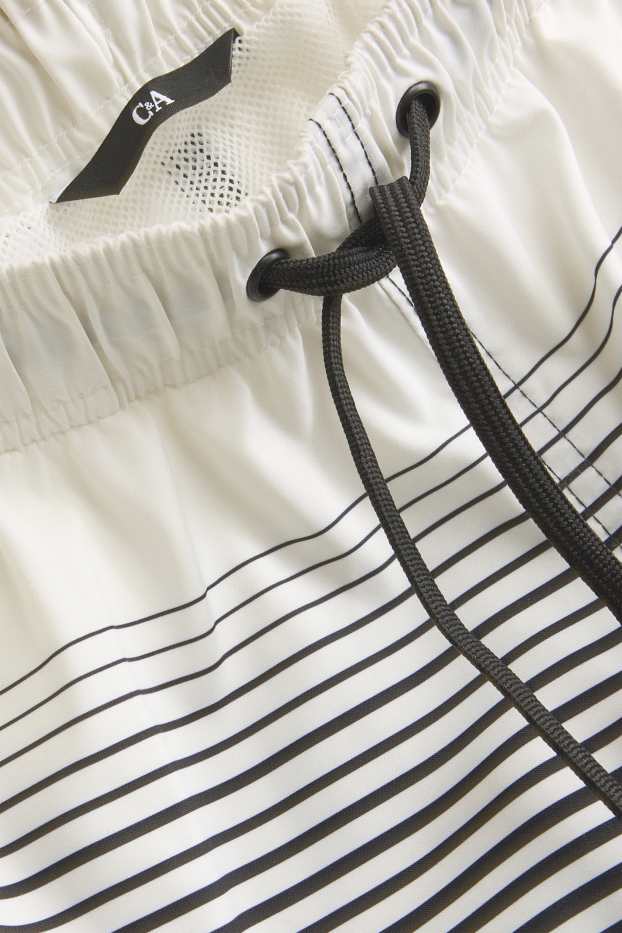 Herren - Badeshorts - gestreift - gemustert - schwarz / grau