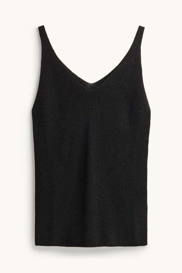 Femmes - Haut - effet brillant - noir / argent