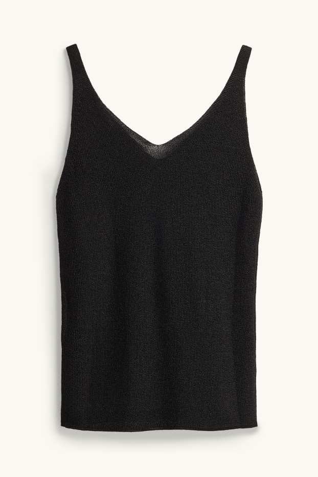 Femmes - Haut - effet brillant - noir / argent