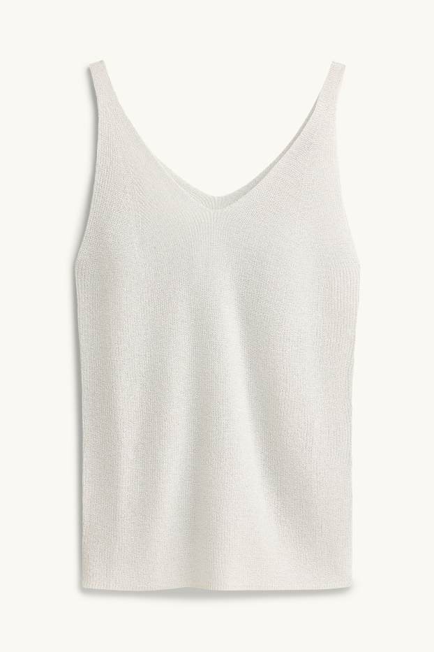 Femmes - Haut - effet brillant - blanc / argent